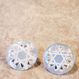 Mother of Pearl hand made earrings. Star of David.